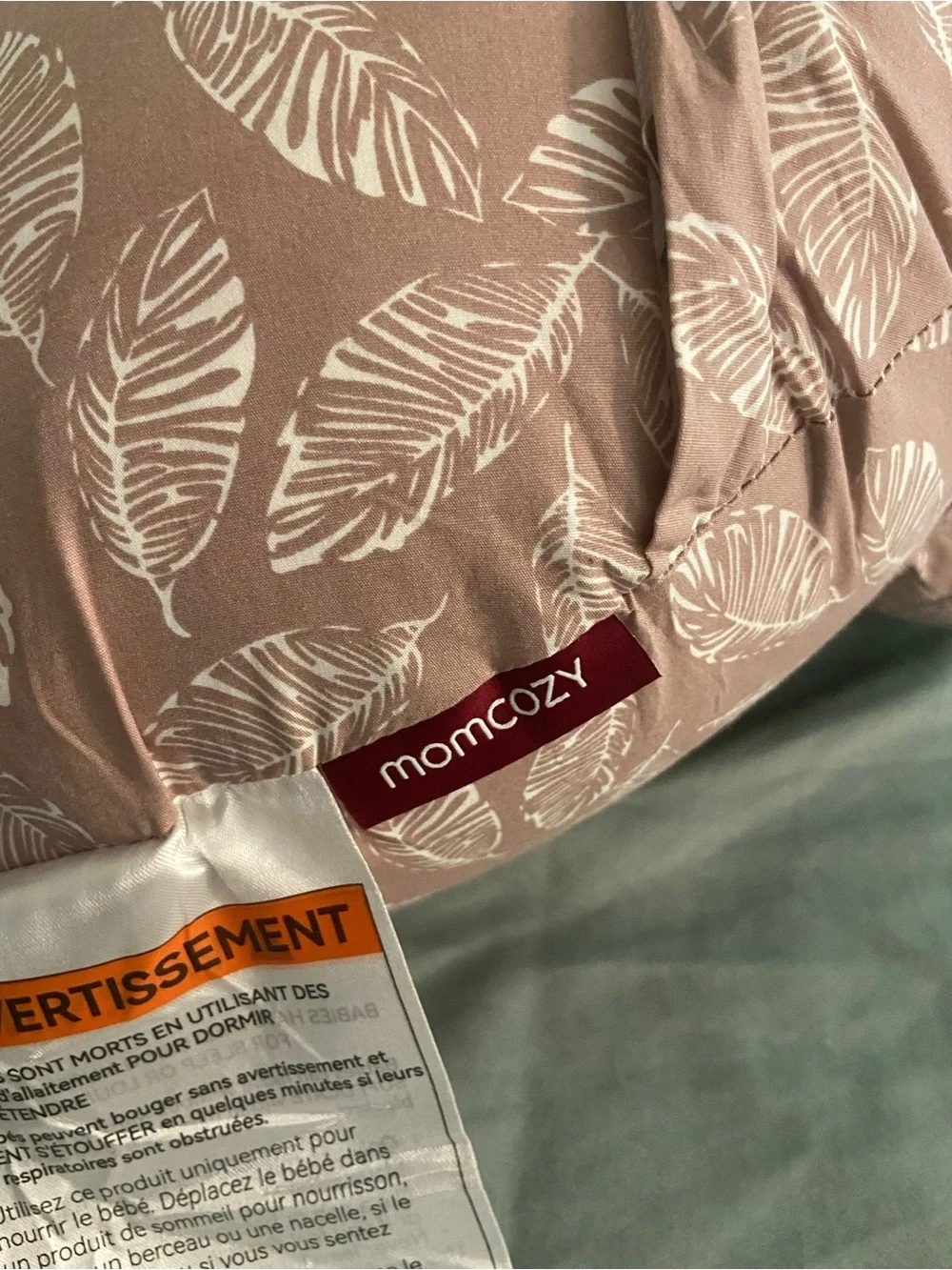 Momcozy Pink Snuggle Feather Print Nursing Pillow